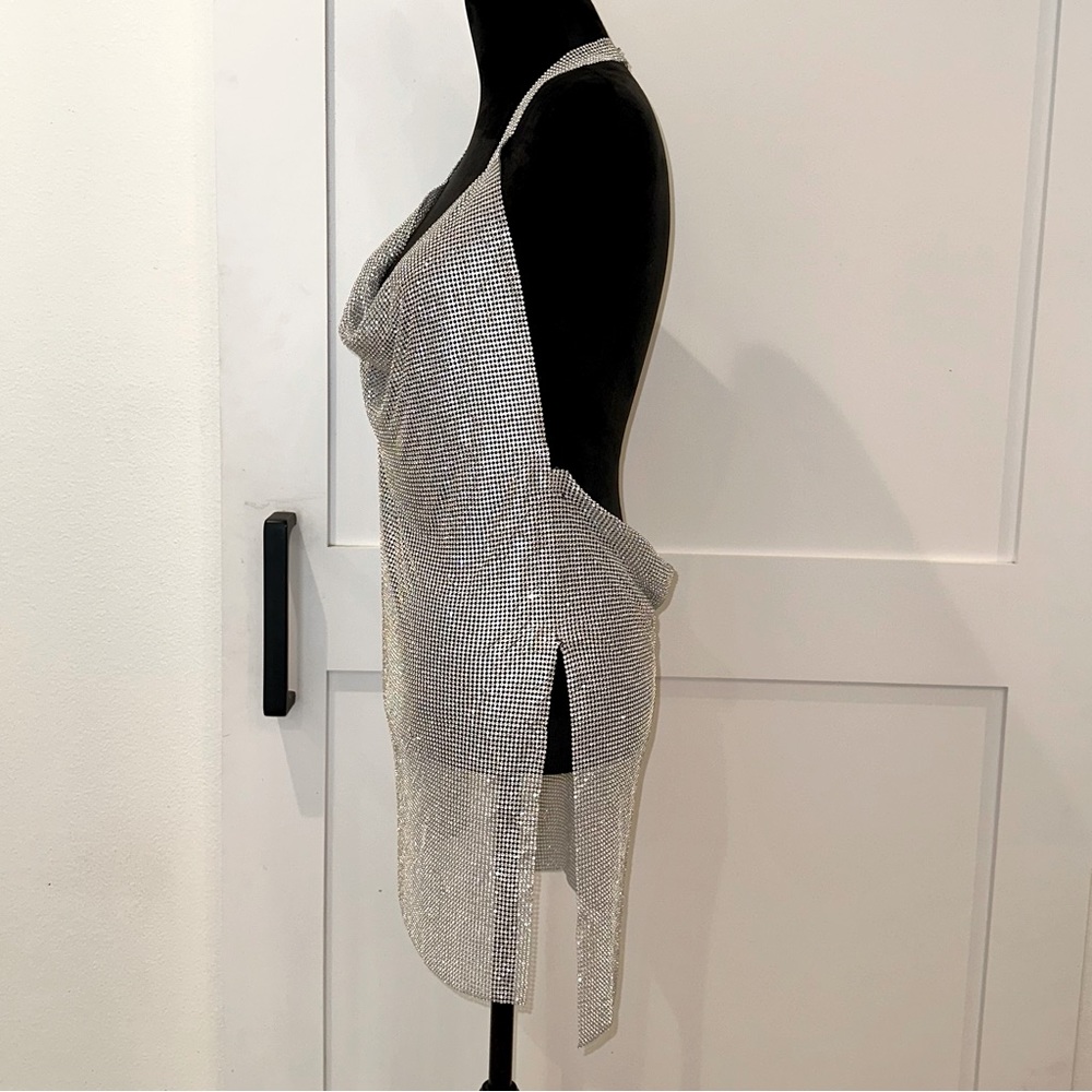 Rhinestone Mesh Mini Dress - Picture 3 of 11